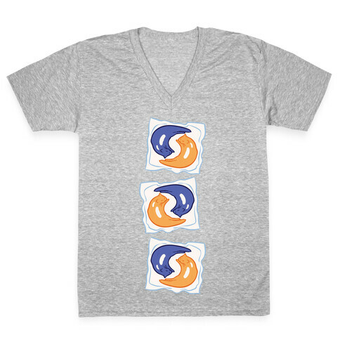 Tide Pod Cats Parody White Print V-Neck Tee Shirt