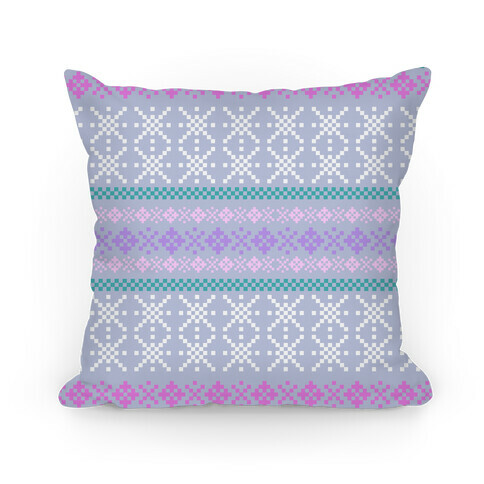 Sweater Pattern Print Blue Pillow