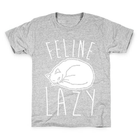 Feline Lazy White Print Kids T-Shirt