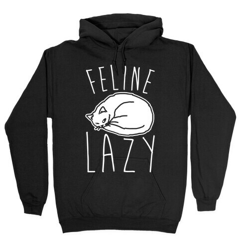 Feline Lazy White Print Hooded Sweatshirt