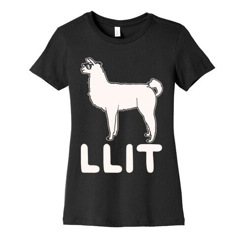Llit Llama Parody White Print Womens T-Shirt