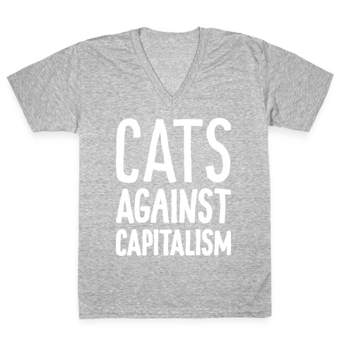 Cats Against Capitalism V-Neck Tee Shirt