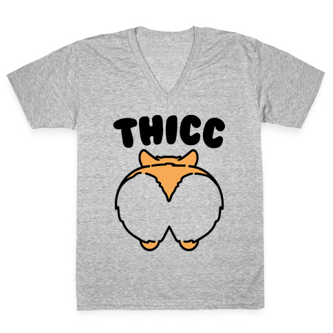 Thicc Corgi Butt Parody V-Neck Tee Shirt