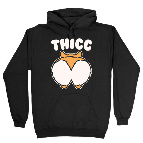 Thicc Corgi Butt Parody White Print Hooded Sweatshirt