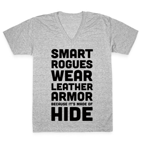 Smart Rogues Wear Leather Armor V-Neck Tee Shirt