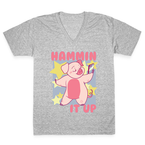 Hammin' It Up  V-Neck Tee Shirt