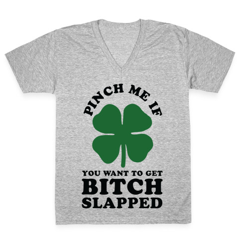 Pinch Me If You Want to Get Bitch Slapped V-Neck Tee Shirt