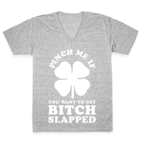 Pinch Me If You Want to Get Bitch Slapped V-Neck Tee Shirt