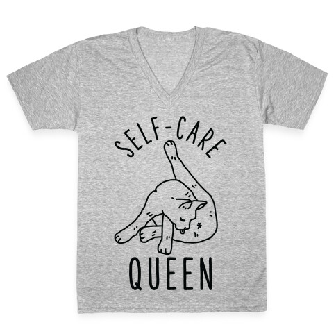 Self-Care Cat V-Neck Tee Shirt