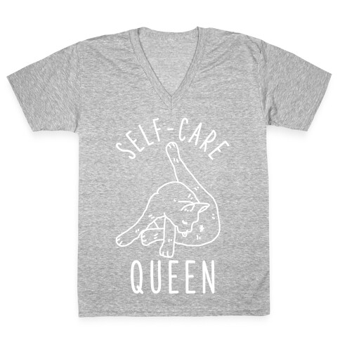 Self-Care Cat V-Neck Tee Shirt