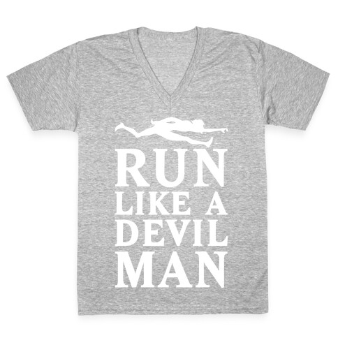 Run Like A Devilman V-Neck Tee Shirt