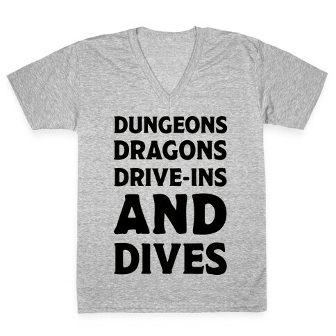 Dungeons Dragons Drive-ins And Dives V-Neck Tee Shirt