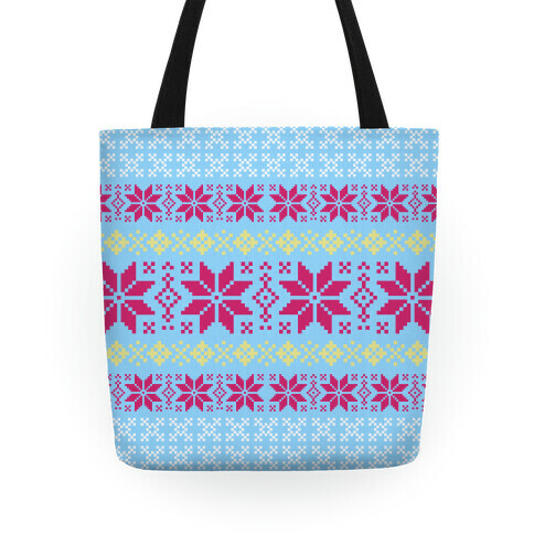 Sweater Pattern Light Blue Tote