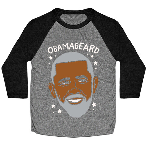 Obamabeard White Print Baseball Tee