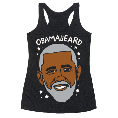 Obamabeard White Print Racerback Tank Top