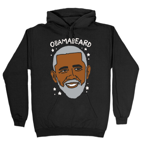 Obamabeard White Print Hooded Sweatshirt