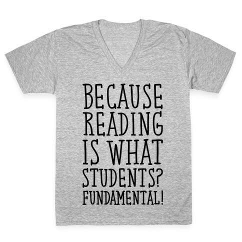 Reading Is Fundamental Teacher Parody V-Neck Tee Shirt