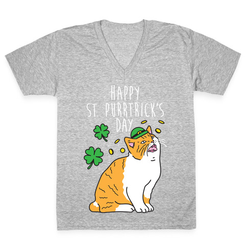 Happy St. Purrtrick's Day V-Neck Tee Shirt
