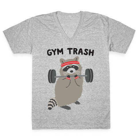 Gym Trash Raccoon V-Neck Tee Shirt