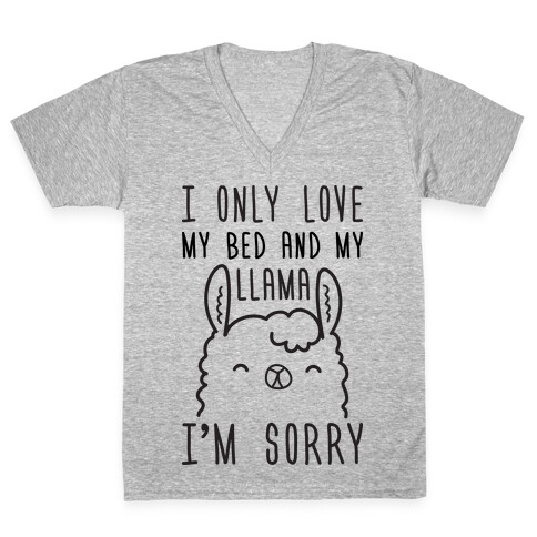 I Only Love My Bed And My Llama, I'm Sorry V-Neck Tee Shirt