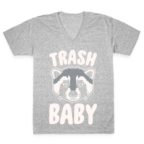 Trash Baby White Print V-Neck Tee Shirt