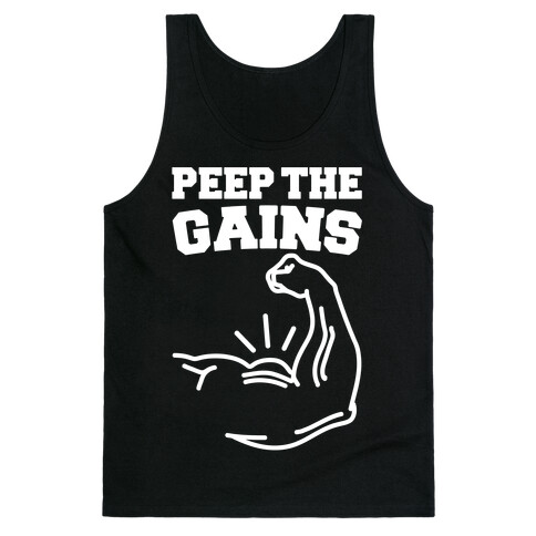 Peep The Gains White Print Tank Top