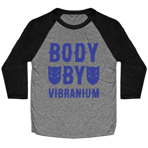 Body By Vibranium Parody White Print Baseball Tee