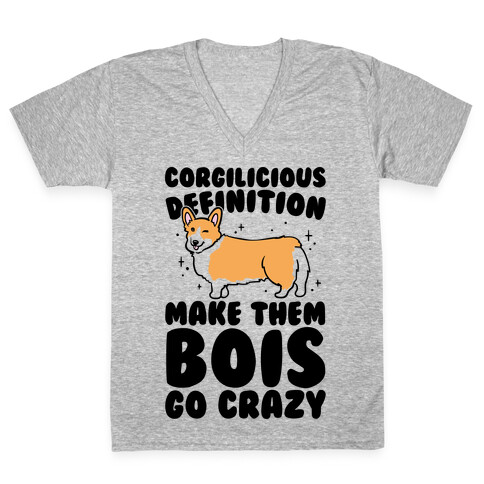 Corgilicious Parody  V-Neck Tee Shirt