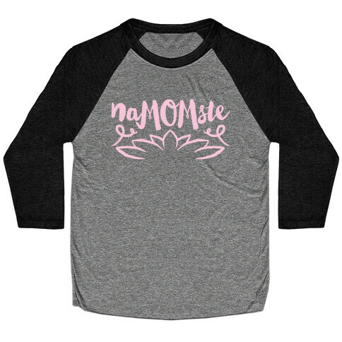 NaMOMste Yoga Mom Parody White Print  Baseball Tee