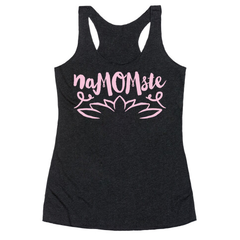 NaMOMste Yoga Mom Parody White Print  Racerback Tank Top