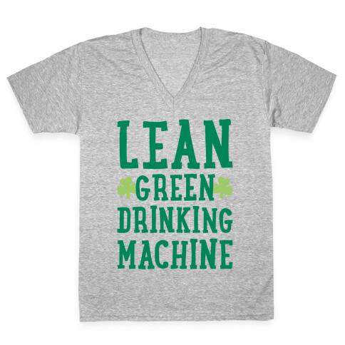 Lean Green Drinking Machine White Print V-Neck Tee Shirt