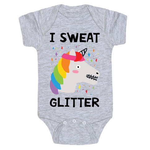 I Sweat Glitter Unicorn Baby One-Piece