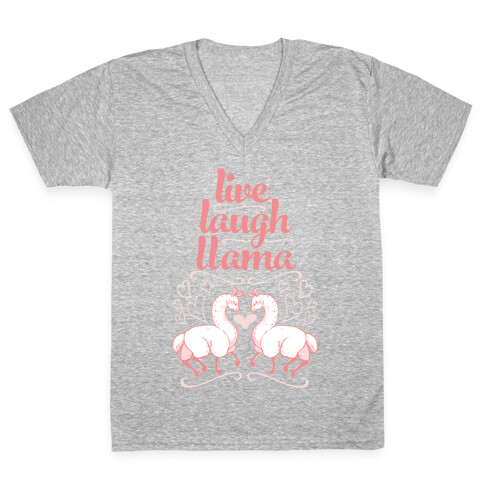 Live, Laugh, Llama V-Neck Tee Shirt