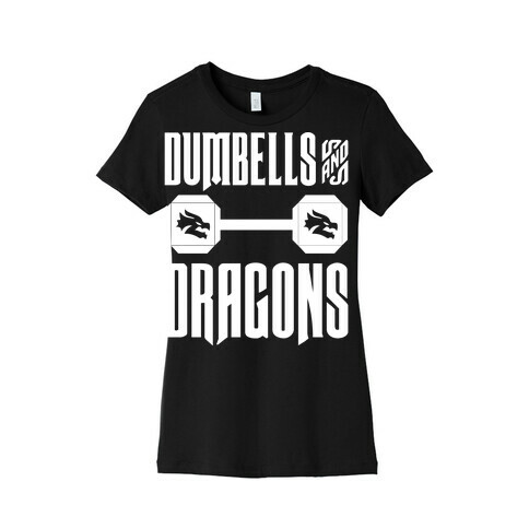 Dumbells & Dragons Parody White Print Womens T-Shirt