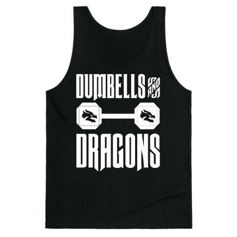 Dumbells & Dragons Parody White Print Tank Top