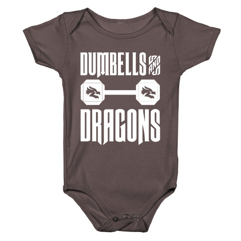 Dumbells & Dragons Parody White Print Baby One-Piece