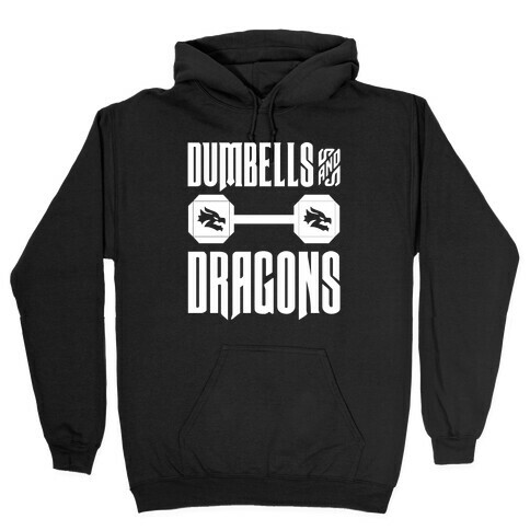 Dumbells & Dragons Parody White Print Hooded Sweatshirt