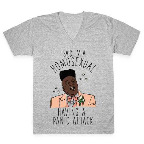 Homosexual Having a Panic Attack V-Neck Tee Shirt