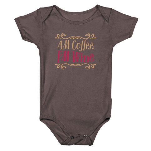 AM Coffee PM Wine Baby One-Piece