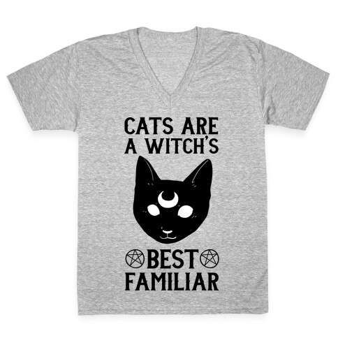 Cats are a Witch's Best Familiar V-Neck Tee Shirt