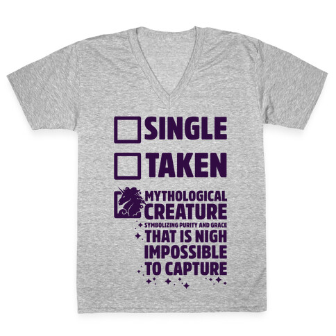 Single Taken Mythological Creature V-Neck Tee Shirt