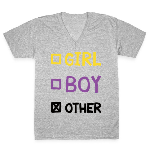 Non-Binary Gender Checklist V-Neck Tee Shirt