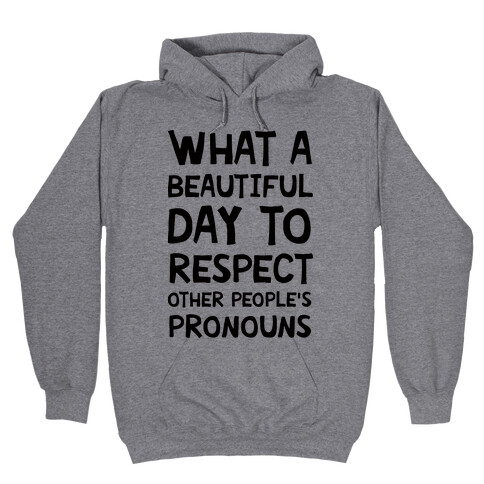 What A Beautiful Day To Respect Other People's Pronouns Hooded Sweatshirt