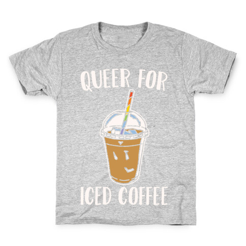 Queer For Iced Coffee White Print Kids T-Shirt