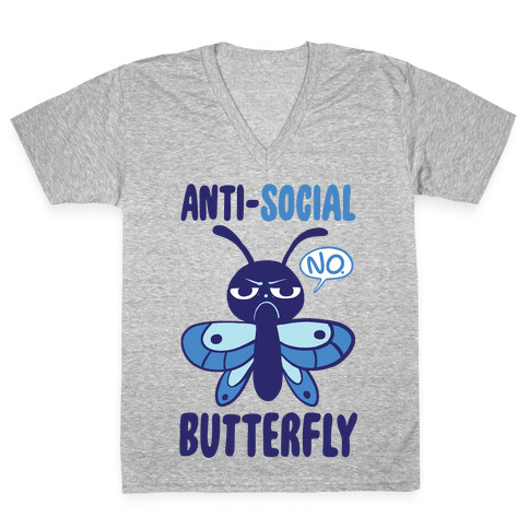 Anti-Social Butterfly  V-Neck Tee Shirt