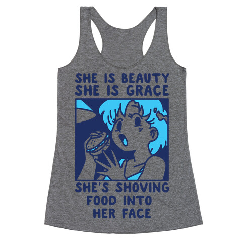 She's Shoving Food Into Her Face Ami Racerback Tank Top