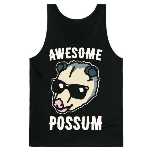 Awesome Possum White Print Tank Top