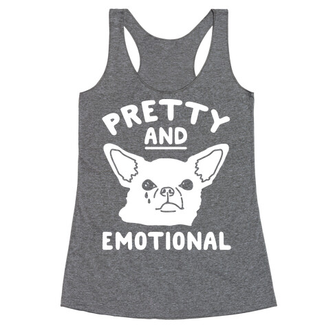 Pretty and Emotional White Print Racerback Tank Top