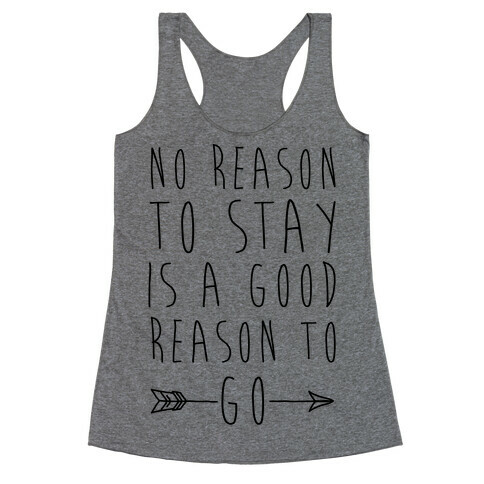 No Reason To Stay Is A Good Reason To Go Racerback Tank Top