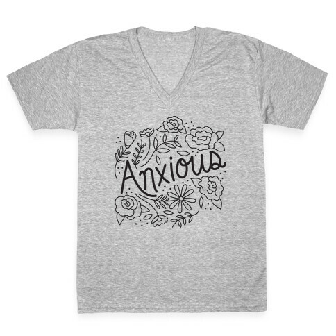 Anxious Florals V-Neck Tee Shirt